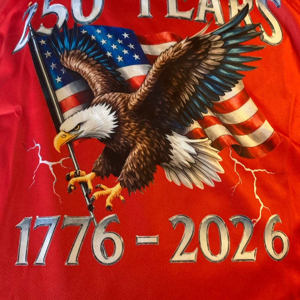 Patriotic Eagle Graphic V-Neck Tee - 250 Years Red - Picture 9 of 11